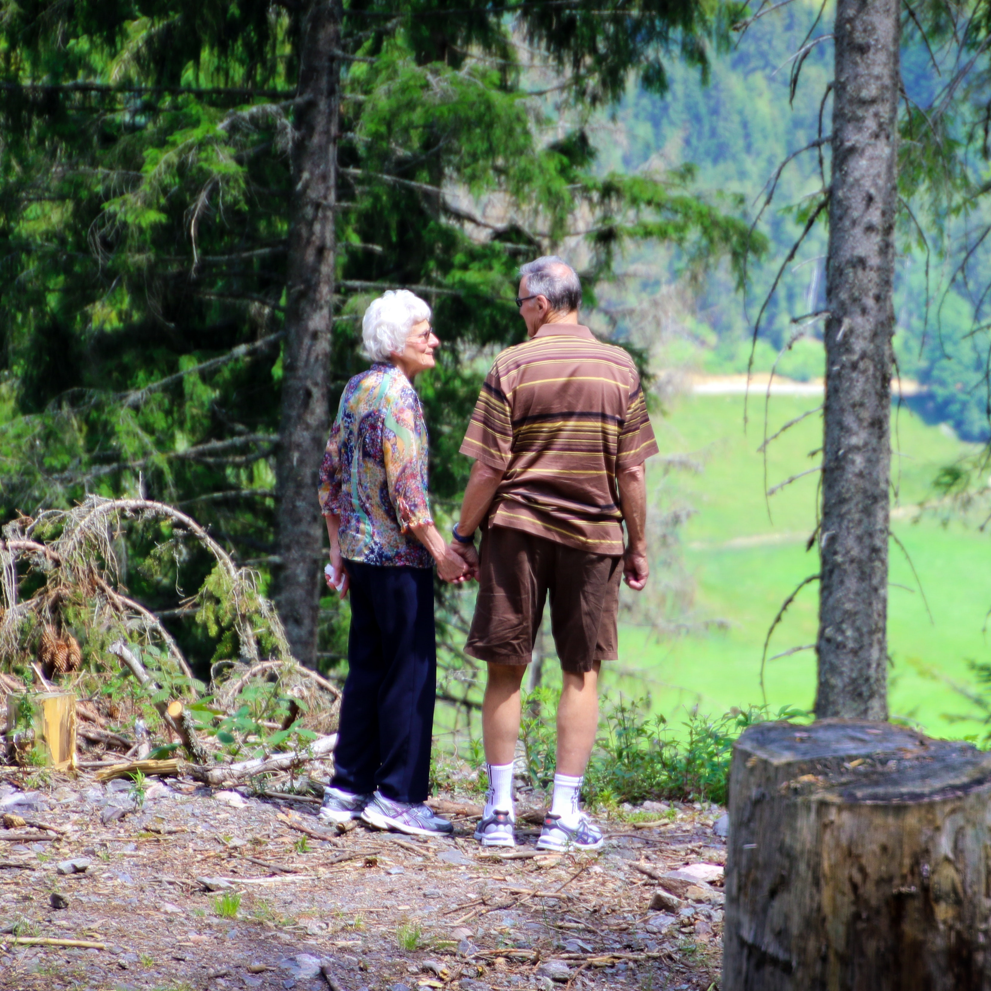 Para starszych ludzi na tle drzewa